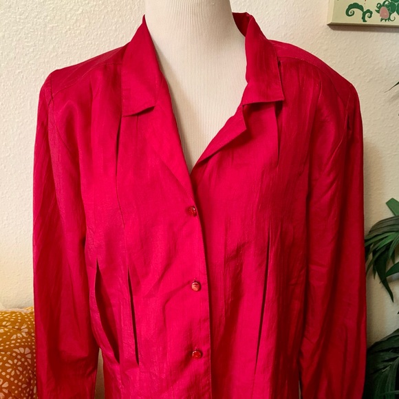 80s vintage long sleeved red blouse 🍒 - Picture 2 of 9